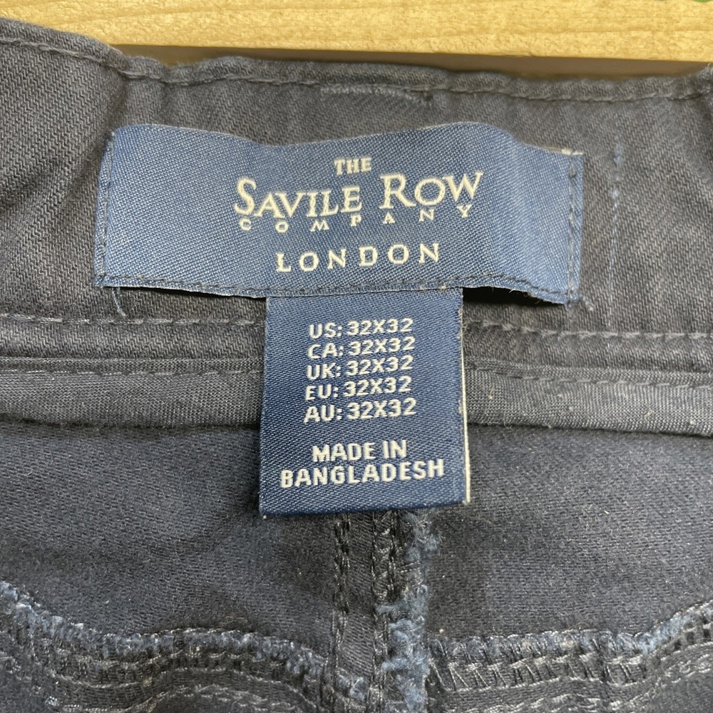 The Savile Row Company London Mens 32x32 Navy Blue Chino Pants Stretch Cotton - Picture 7 of 10